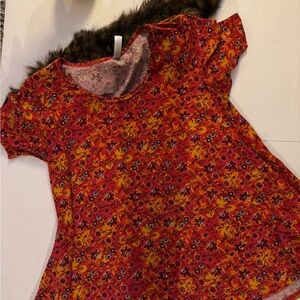 LuLaRoe Women's Top - Red and Yellow Floral